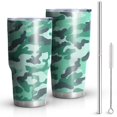 thumbnail image 1 of 30oz Green Teal Camo Classic Shapes Pattern Tumblers Stainless Steel Tumbler with Lid and Straw,Vacuum Insulated Double Wall Travel Tumbler Cups Mug with Cleaning Brush for Coffee,Tea, 1 of 1