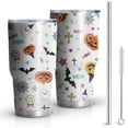 thumbnail image 1 of 30oz Halloween Colorful Halloween Elements Tumblers Stainless Steel Tumbler with Lid and Straw,Vacuum Insulated Double Wall Travel Tumbler Cups Mug with Cleaning Brush for Coffee,Tea, 1 of 7