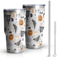 thumbnail image 1 of 30oz Halloween Gravestones Ghosts and Pumpkins Tumblers Stainless Steel Tumbler with Lid and Straw,Vacuum Insulated Double Wall Travel Tumbler Cups Mug with Cleaning Brush for Coffee,Tea, 1 of 7