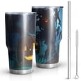 thumbnail image 1 of 30oz Halloween Scarecrow and Pumpkins At Night Tumblers Stainless Steel Tumbler with Lid and Straw,Vacuum Insulated Double Wall Travel Tumbler Cups Mug with Cleaning Brush for Coffee,Tea, 1 of 7
