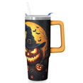 thumbnail image 1 of 30oz Halloween Tumbler with Handle, Skeleton Pumpkin Bat | Print | Halloween Gifts for Women & Men | with Lids and Straws | Stainless Steel Insulated | Travel Coffee Mug, 1 of 5