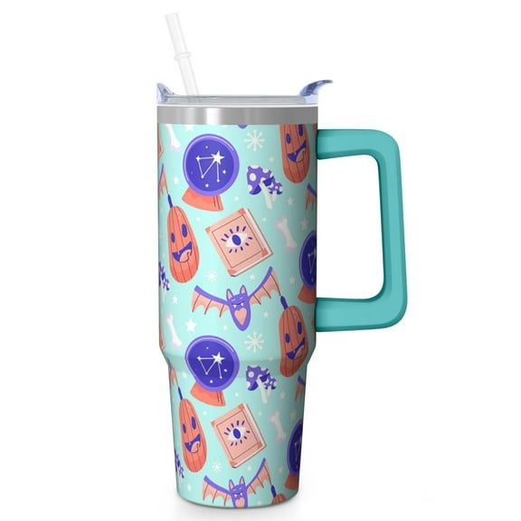 30oz Halloween Tumbler with Handle, Witch Hat | Print | Halloween Gifts for Women & Men | with Lids and Straws | Stainless Steel Insulated | Water Bottle Travel Mug