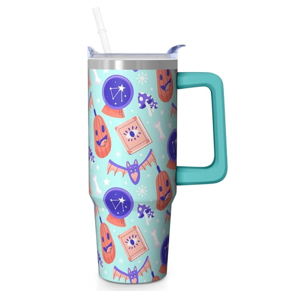 30oz Halloween Tumbler with Handle, Witch Hat | Print | Halloween Gifts for Women & Men | with Lids and Straws | Stainless Steel Insulated | Water Bottle Travel Mug