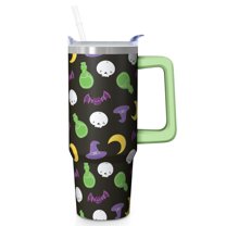 30oz Halloween Tumbler with Handle – Skeleton Pumpkin Drinkware with Lid and Straw – Horror Aesthetic Travel Cup – Birthday Gifts