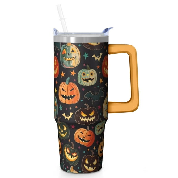 30oz Halloween Tumbler with Handle – Skeleton Witch Skull Drinkware with Lid and Straw – Horror Travel Cup – Party Gifts Coffee Mug