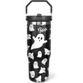 thumbnail image 1 of 30oz Halloween Tumbler with Top Handle and Straw, Stainless Steel Insulated Gohst Pumpkin Cup Halloween Skeleton Coofee Mug Gifts for Women Men, 1 of 6
