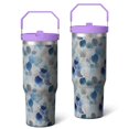 thumbnail image 1 of 30oz Handheld Travel Tumbler with Handle – Double Wall Stainless Steel Insulated Cup, Flip Straw Lid, Leak-Proof & BPA-Free for Hot and Cold Drinks – Durable Coffee & Juice Mug Pink, 1 of 7