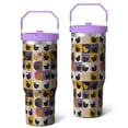 thumbnail image 1 of 30oz Handheld Travel Tumbler with Handle – Double Wall Stainless Steel Insulated Cup, Flip Straw Lid, Leak-Proof & BPA-Free for Hot and Cold Drinks – Durable Coffee & Juice Mug Pink, 1 of 7