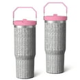 thumbnail image 1 of 30oz Handheld Travel Tumbler with Handle – Double Wall Stainless Steel Insulated Cup, Flip Straw Lid, Leak-Proof & BPA-Free for Hot and Cold Drinks – Durable Coffee & Juice Mug Pink, 1 of 7