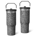 thumbnail image 1 of 30oz Handheld Travel Tumbler with Handle – Double Wall Stainless Steel Insulated Cup, Flip Straw Lid, Leak-Proof & BPA-Free for Hot and Cold Drinks – Durable Coffee & Juice Mug Pink, 1 of 7