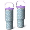 thumbnail image 1 of 30oz Handheld Travel Tumbler with Handle – Double Wall Stainless Steel Insulated Cup, Flip Straw Lid, Leak-Proof & BPA-Free for Hot and Cold Drinks – Durable Coffee & Juice Mug Pink, 1 of 7