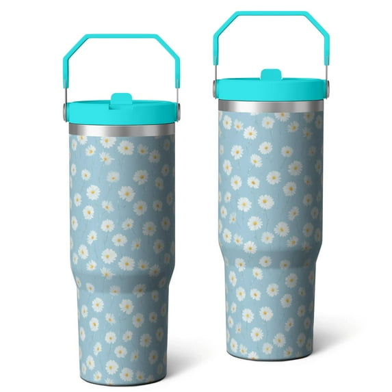 30oz Handheld Travel Tumbler with Handle – Double Wall Stainless Steel Insulated Cup, Flip Straw Lid, Leak-Proof & BPA-Free for Hot and Cold Drinks – Durable Coffee & Juice Mug Pink