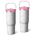 thumbnail image 1 of 30oz Handheld Travel Tumbler with Handle – Double Wall Stainless Steel Insulated Cup, Flip Straw Lid, Leak-Proof & BPA-Free for Hot and Cold Drinks – Durable Coffee & Juice Mug Pink, 1 of 7