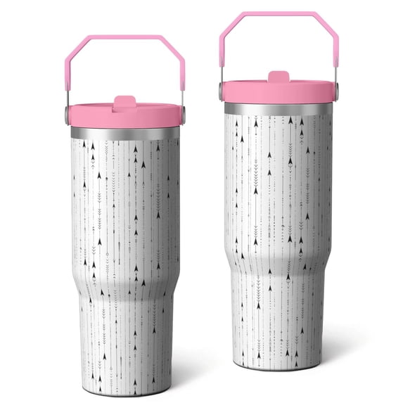 30oz Handheld Travel Tumbler with Handle – Double Wall Stainless Steel Insulated Cup, Flip Straw Lid, Leak-Proof & BPA-Free for Hot and Cold Drinks – Durable Coffee & Juice Mug Pink