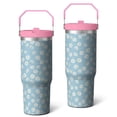 thumbnail image 1 of 30oz Handheld Travel Tumbler with Handle – Double Wall Stainless Steel Insulated Cup, Flip Straw Lid, Leak-Proof & BPA-Free for Hot and Cold Drinks – Durable Coffee & Juice Mug Pink, 1 of 7
