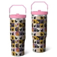 thumbnail image 1 of 30oz Handheld Travel Tumbler with Handle – Double Wall Stainless Steel Insulated Cup, Flip Straw Lid, Leak-Proof & BPA-Free for Hot and Cold Drinks – Durable Coffee & Juice Mug Pink, 1 of 7