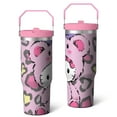 thumbnail image 1 of 30oz Hello Kawaii Cat Cute Stainless Steel Tumbler with Lid and Straw,Spill Proof Travel Cup Double Wall Vacuum Insulated Coffee Mug with Top Handle Pink, 1 of 7