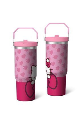 30oz Hello Kawaii Cat Cute Stainless Steel Tumbler with Lid and Straw,Spill Proof Travel Cup Double Wall Vacuum Insulated Coffee Mug with Top Handle Pink