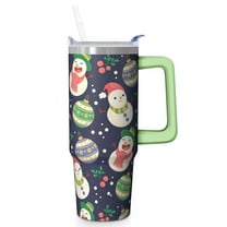 30oz Holiday Tumbler with Handle and Straw, Santa Claus Stainless Steel Insulated Cup Holiday Coffee Water Bottle