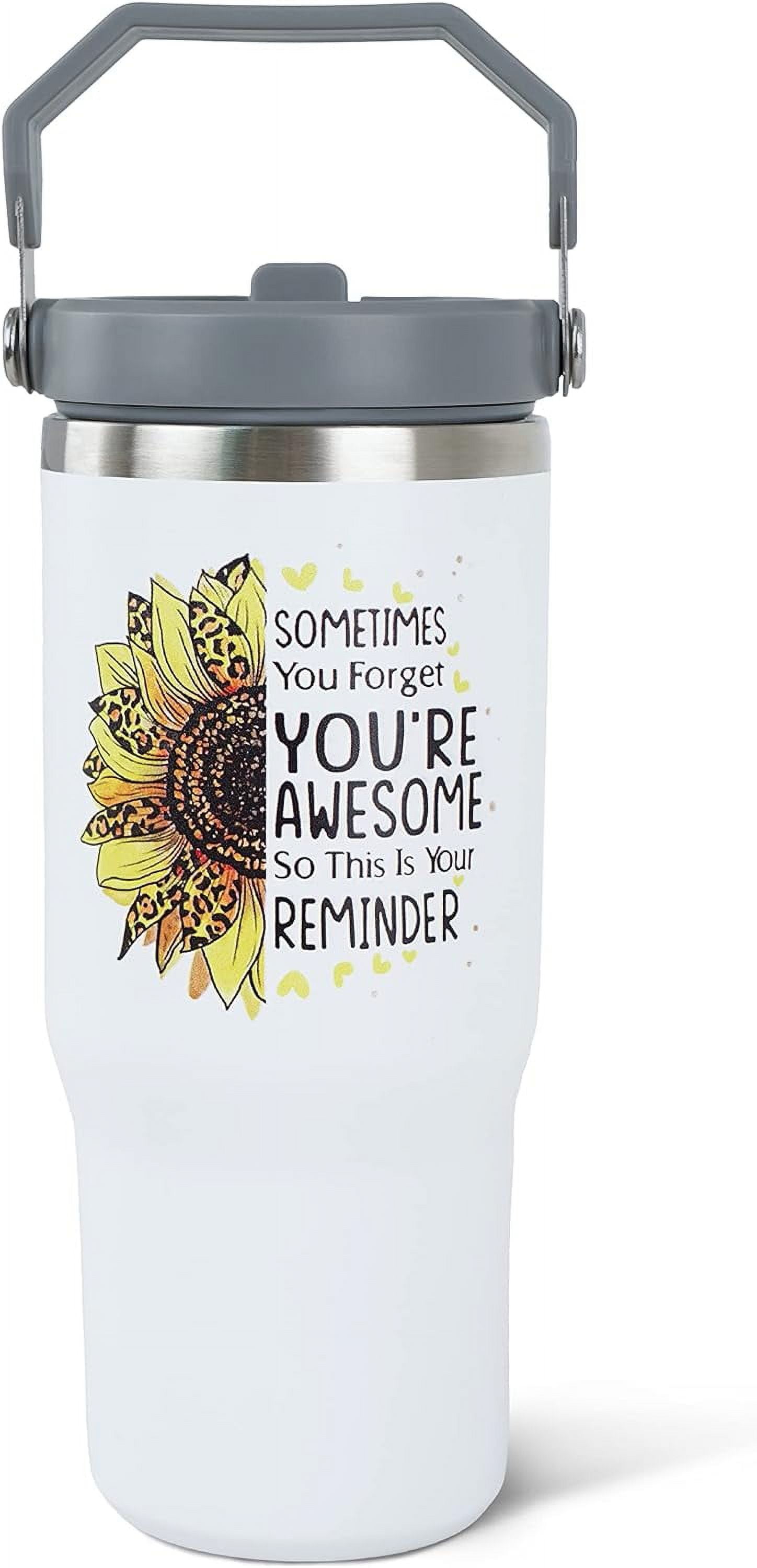 Insulated Water Bottle - Personalised Sunflower Print main image 0