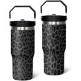 thumbnail image 1 of 30oz Insulated Leopard Tumbler with Handle, Featuring a Leak-proof 2-in-1 Lid and Straw, a Vacuum-insulated Travel Coffee Mug, Portable Stainless Steel Water Bottle, Suitable for Both Women and Men, 1 of 6