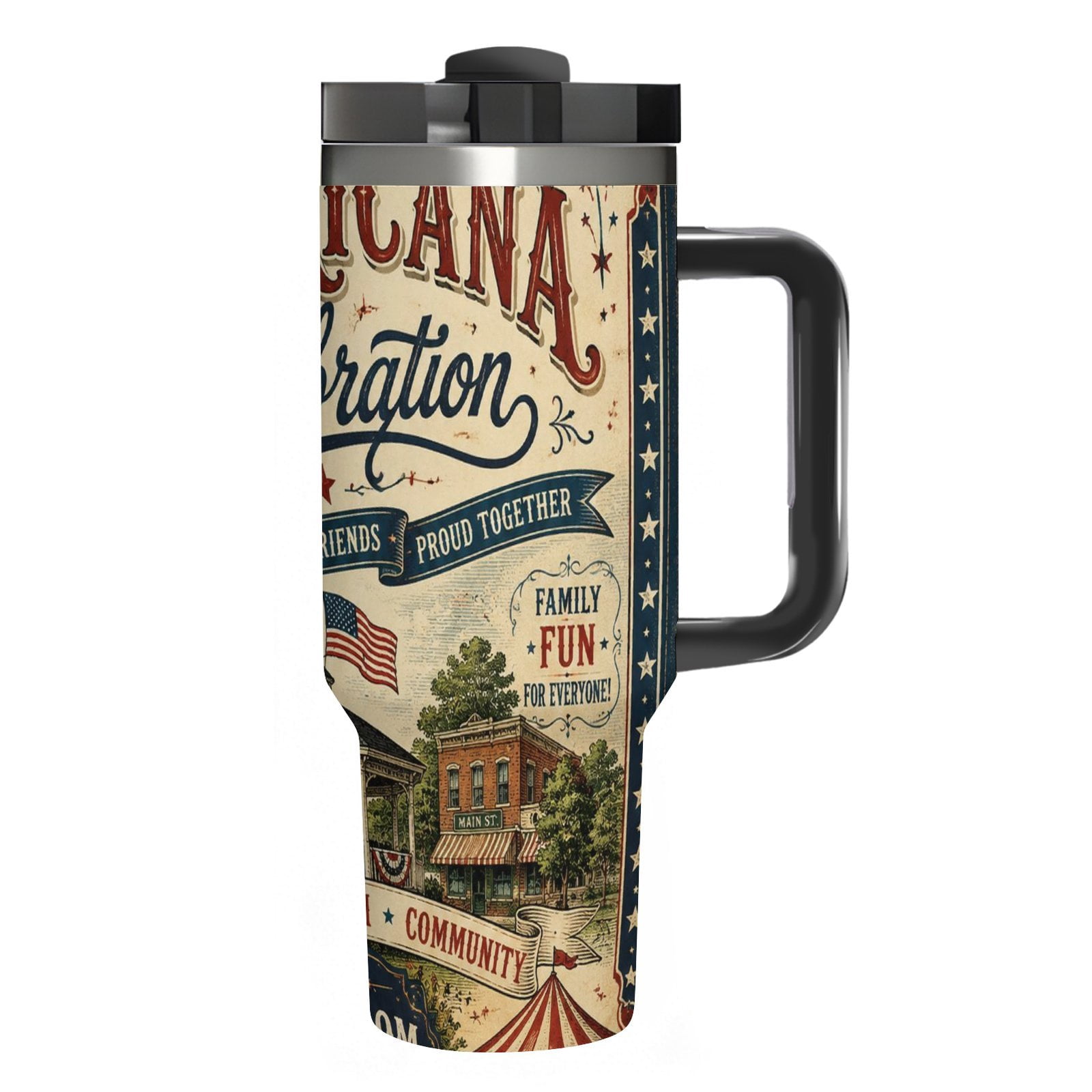 30oz Insulated Tumbler Cup,Vintage Americana Celebration,Stainless ...
