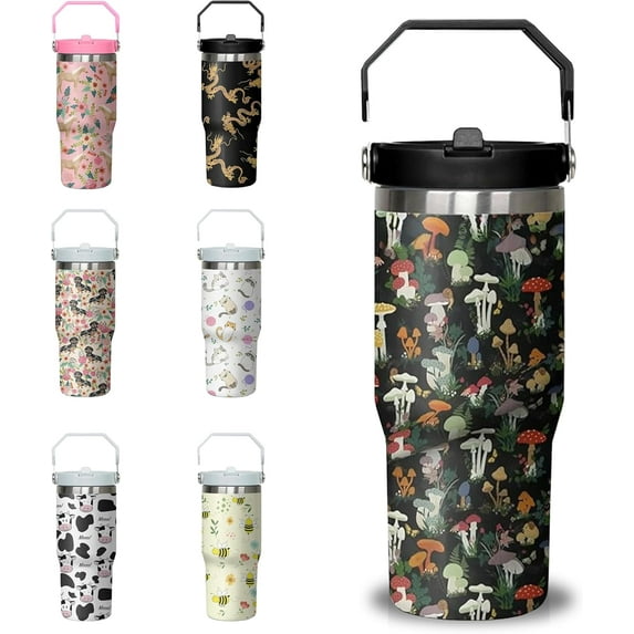30oz Insulated Tumbler with Handle and Flip Straw, Cute Horse Stainless Steel Travel Mug, Leakproof Coffee Cup Water Bottle, Gift for Women Animal Lovers for Christmas Birthday Mother''s Day