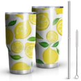 thumbnail image 1 of 30oz Lemon Tumblers Stainless Steel Tumbler with Lid and Straw,Vacuum Insulated Double Wall Travel Tumbler Cups Mug with Cleaning Brush for Coffee,Tea, 1 of 7