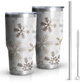 thumbnail image 1 of 30oz Light Christmas Snowflake Pattern Tumblers Stainless Steel Tumbler with Lid and Straw,Vacuum Insulated Double Wall Travel Tumbler Cups Mug with Cleaning Brush for Coffee,Tea, 1 of 7