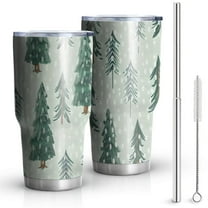 30oz Light Green Christmas Tree and Snow Pattern Tumblers Stainless Steel Tumbler with Lid and Straw,Vacuum Insulated Double Wall Travel Tumbler Cups Mug with Cleaning Brush for Coffee,Tea