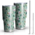 thumbnail image 1 of 30oz Light Green Christmas Village Pattern Tumblers Stainless Steel Tumbler with Lid and Straw,Vacuum Insulated Double Wall Travel Tumbler Cups Mug with Cleaning Brush for Coffee,Tea, 1 of 7
