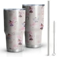 thumbnail image 1 of 30oz Light Pink Fairy Pattern Tumblers Stainless Steel Tumbler with Lid and Straw,Vacuum Insulated Double Wall Travel Tumbler Cups Mug with Cleaning Brush for Coffee,Tea, 1 of 1