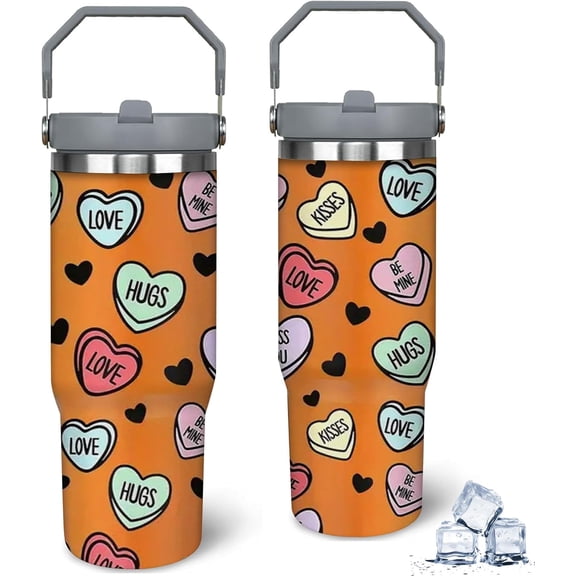 30oz Love-Themed Stainless Steel Tumbler - Double Wall Insulated, Durable Water Bottle with Lid, Suitable for All Seasons, Ideal for Outdoor Adventures and Holiday Gifts