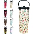 thumbnail image 1 of 30oz Mashroom Tumbler with Handle and Straw, Stainless Steel Vacuum Insulated Flip Straw 30 oz Boho Coffee Tumbler, Spill Proof Travel Mug, Mashroom Decor Gifts for Women, 1 of 6