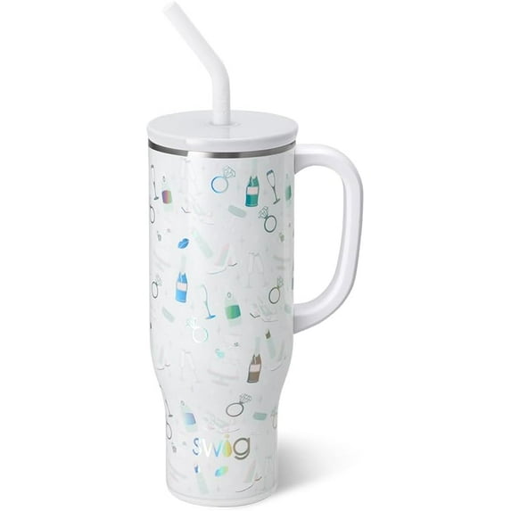 30oz Mega Mug, 30 oz Tumbler with Handle and Straw, Cup Holder Friendly, Dishwasher Safe, Extra Large Insulated Tumbler, Stainless Steel Water Bottle (Teacher Life)