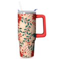 thumbnail image 1 of 30oz Merry Christmas Tumbler with Lid and Straw, Stainless Steel Cup with Handle Snowflakes Travel Mug, Xmas Presents, 1 of 5