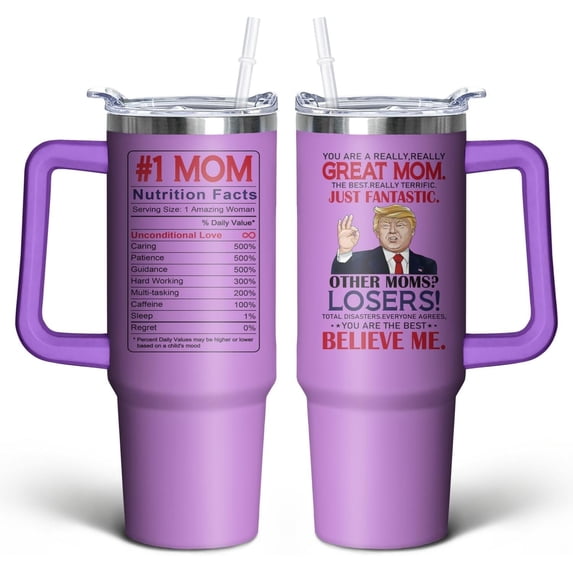 30oz Mom Tumbler with Handle and Straw, New Mother Mama Gifts for Women from Daughter Son, Coffee Mug Water Bottle Stainless Steel Cup, Mothers Day Christmas Birthday Gift
