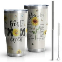 30oz Mothers Day Tumbler Stainless Steel Vacuum Insulated Travel Coffee Mug with Splash-Proof Lid Metal Straw White