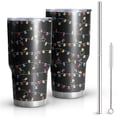 thumbnail image 1 of 30oz Multicolor Christmas Light Pattern Tumblers Stainless Steel Tumbler with Lid and Straw,Vacuum Insulated Double Wall Travel Tumbler Cups Mug with Cleaning Brush for Coffee,Tea, 1 of 7