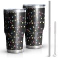 thumbnail image 1 of 30oz Multicolor Christmas Light Pattern Tumblers Stainless Steel Tumbler with Lid and Straw,Vacuum Insulated Double Wall Travel Tumbler Cups Mug with Cleaning Brush for Coffee,Tea, 1 of 7