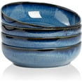 thumbnail image 1 of 30oz Pasta bowls set - 8" serving bowls - salad bowl set of 4 - Large ceramic Dinner bowls - Microwave safe Perfect for Housewarming, Thanksgiving, Christmas-Royal Blue, 1 of 12