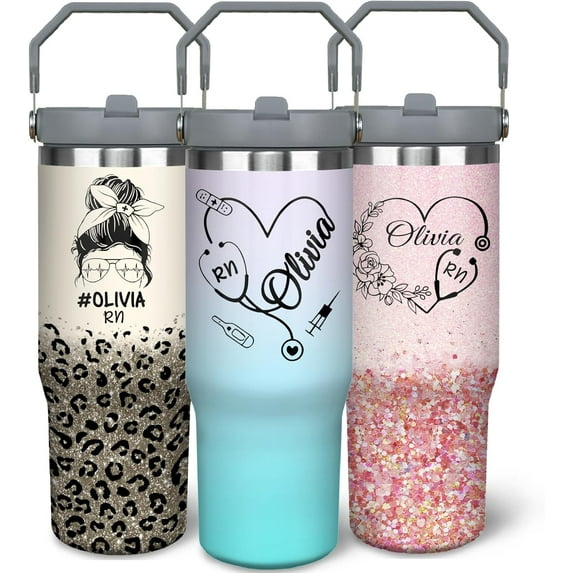 30oz Personalized Nurse Tumbler Cup with Handle Nurse Travel Coffee Mug, Nurse Custom Tumbler, Best Nursing School Gifts, Custom Nurse Graduation Gifts, RN Gifts for Nurses Appreciation Gifts
