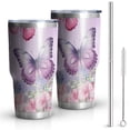 thumbnail image 1 of 30oz Pink Butterfly Flower Pattern Tumblers Stainless Steel Tumbler with Lid and Straw,Vacuum Insulated Double Wall Travel Tumbler Cups Mug with Cleaning Brush for Coffee,Tea, 1 of 7