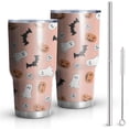 thumbnail image 1 of 30oz Pink Halloween Ghosts Bats and Pumpkins Tumblers Stainless Steel Tumbler with Lid and Straw,Vacuum Insulated Double Wall Travel Tumbler Cups Mug with Cleaning Brush for Coffee,Tea, 1 of 7