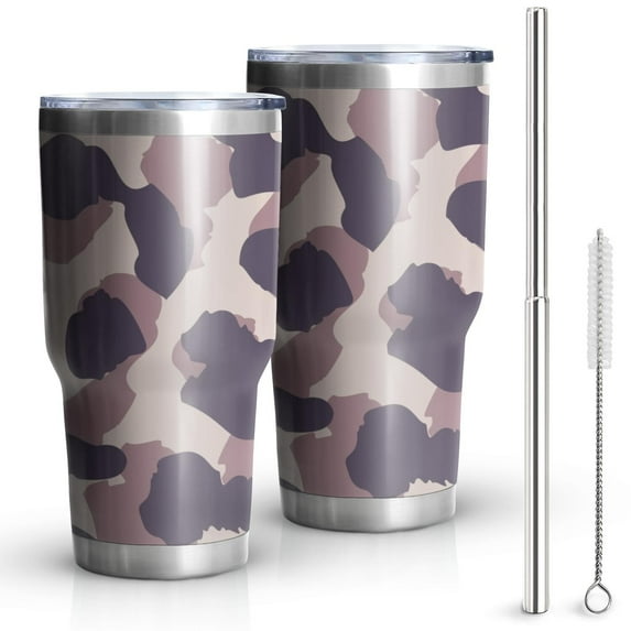 30oz Pink and Purple Of Leopard Print Tumblers Stainless Steel Tumbler with Lid and Straw,Vacuum Insulated Double Wall Travel Tumbler Cups Mug with Cleaning Brush for Coffee,Tea