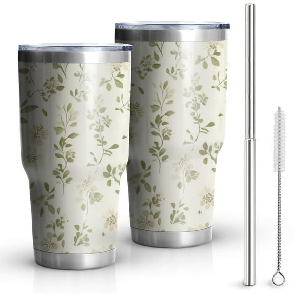 30oz Pioneer Floral Pattern Tumblers Stainless Steel Tumbler with Lid and Straw,Vacuum Insulated Double Wall Travel Tumbler Cups Mug with Cleaning Brush for Coffee,Tea