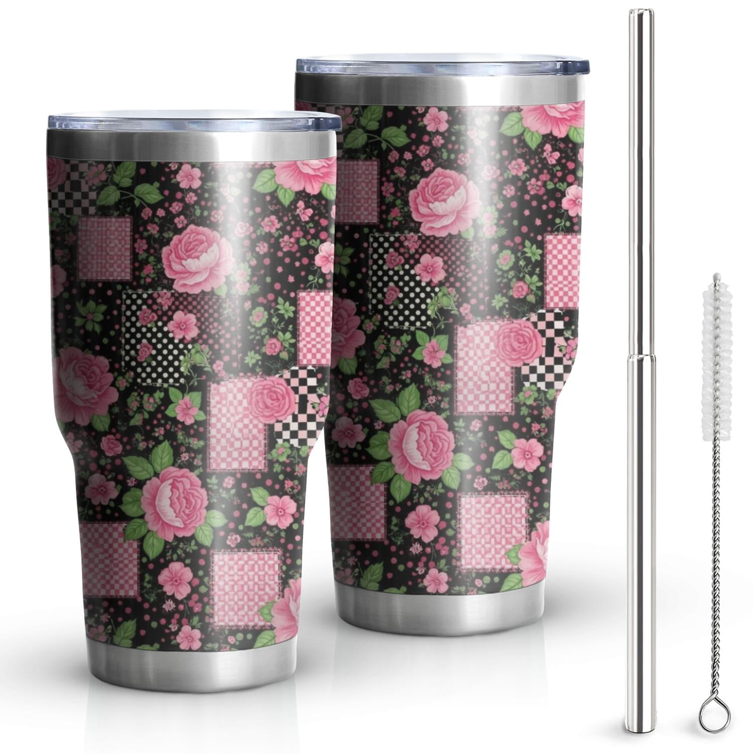 30oz Pioneer Flower Floral Print Pattern Tumbler, Double Wall Vacuum ...
