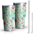thumbnail image 1 of 30oz Pioneer Flower Floral Print Pattern Tumbler, Double Wall Vacuum Insulated Cup, BPA-Free Leak Proof Lid & Reusable Straws, Hot 12h, Cold 34h, 1 of 6