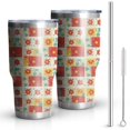 thumbnail image 1 of 30oz Pioneer Flower Floral Print Pattern Tumbler, Double Wall Vacuum Insulated Cup, BPA-Free Leak Proof Lid & Reusable Straws, Hot 12h, Cold 34h, 1 of 6