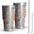 thumbnail image 1 of 30oz Pioneer Flower Floral Print Pattern Tumbler, Double Wall Vacuum Insulated Cup, BPA-Free Leak Proof Lid & Reusable Straws, Hot 12h, Cold 34h, 1 of 6